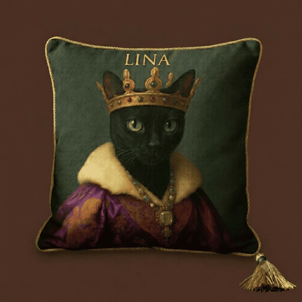 The Throne Cushion — Custom Pet Portrait Pillow